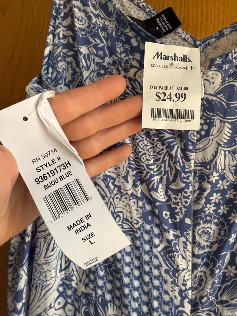 MSK Blue & White Paisley High-Low Romper - Picture 5 of 8